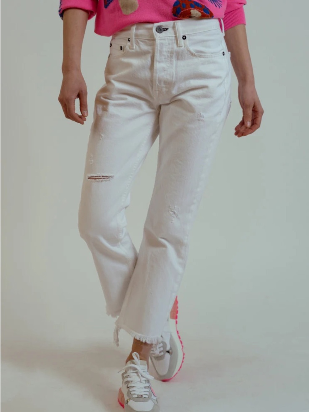 NOEND Denim Farrah Kick Flare in Bone